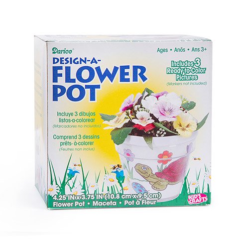Design-A-Flower Pot Craft With Color-In Designs