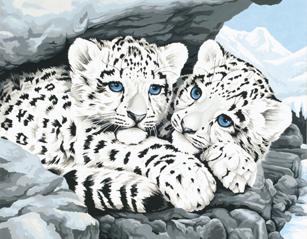 Paint Works Paint By Number Kit 14"X11"-Snow Leopard Cubs