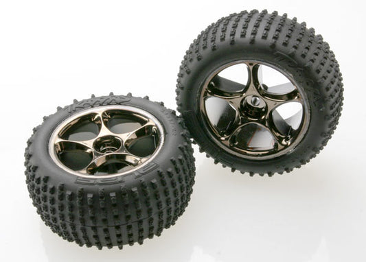 Tires & wheels assembled (Tracer 2.2" black chrome wheels Alias 2.2" tires) (2) (Bandit rear medium compound with foam inserts) (TSM rated)