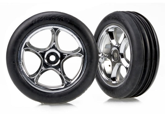Tires & wheels assembled (Tracer 2.2" chrome wheels Alias ribbed 2.2" tires) (2) (Bandit front soft compound w/ foam inserts)