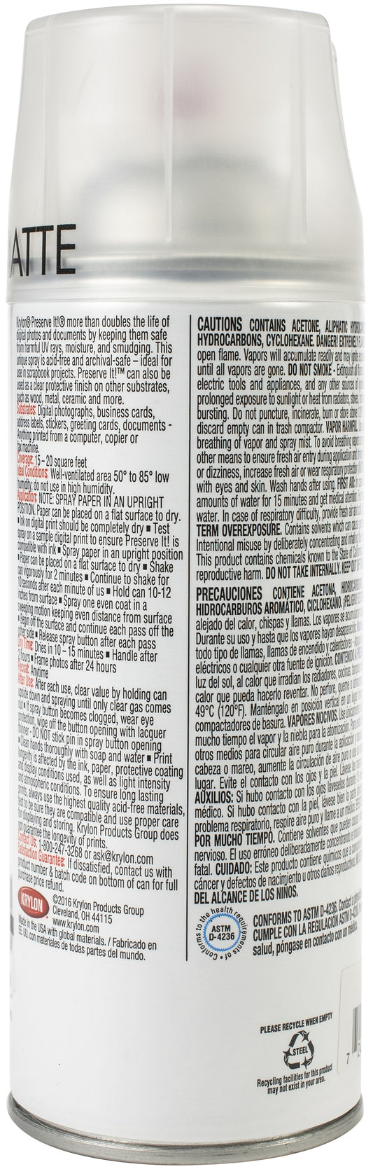 Preserve-It Digital Photo & Paper Protectant Aerosol Spray-Matte 11oz