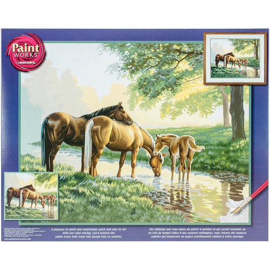 Paint Works Paint By Number Kit 20"X16"-Horses By A Stream