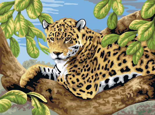 Junior Large Paint By Number Kit 15.25"X11.25"-Leopard In Tree