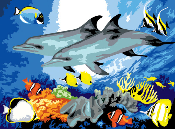 Junior Large Paint By Number Kit 15.25"X11.25"-Dolphins