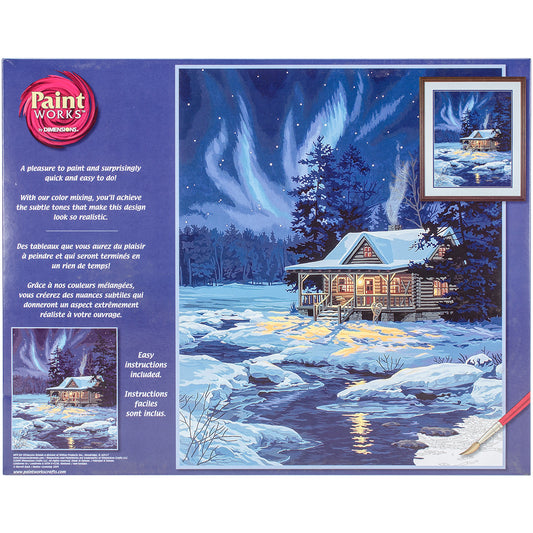 Paint Works Paint By Number Kit 16"X20"-Moonlit Cabin