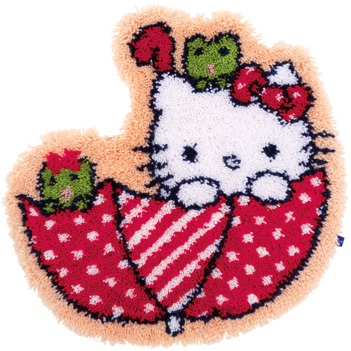 Vervaco Shaped Rug Latch Hook Kit 21.25"X22"-Hello Kitty In The Umbrella