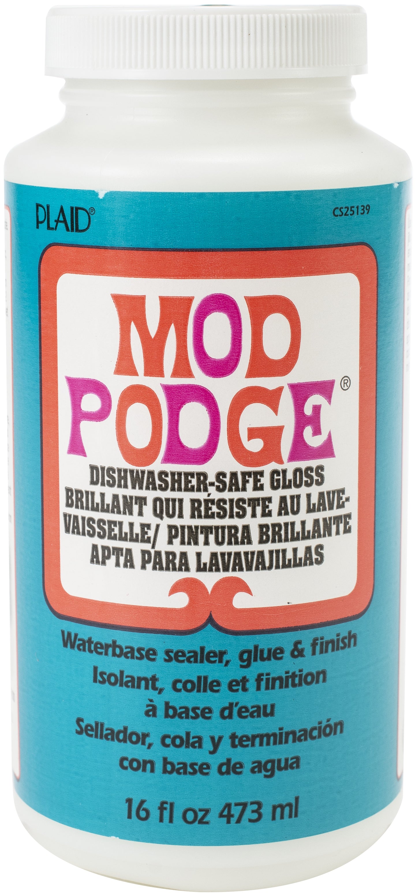 Plaid Mod Podge Dishwasher Safe-16oz