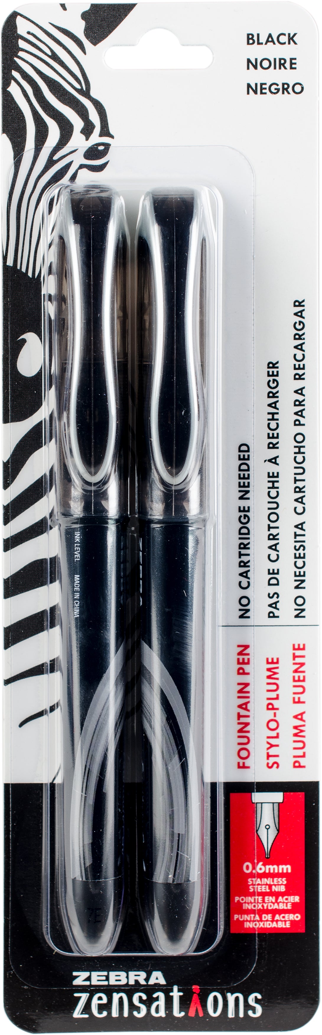 Zebra Zensations Fountain Pens 2/Pkg 0.6mm-Black