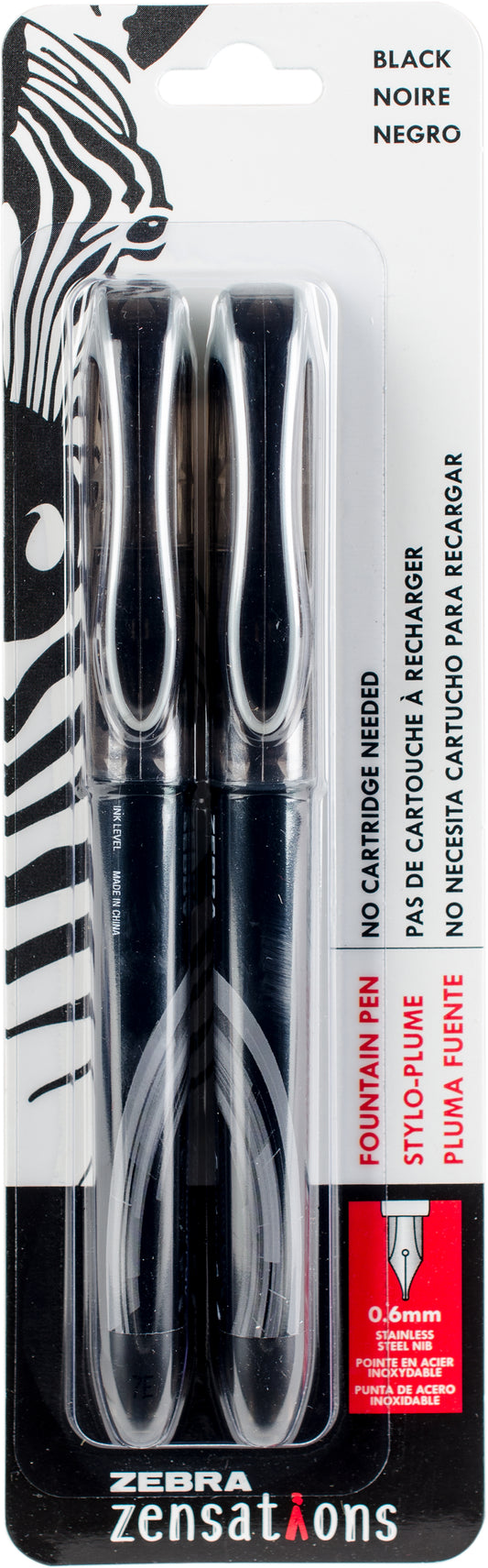 Zebra Zensations Fountain Pens 2/Pkg 0.6mm-Black