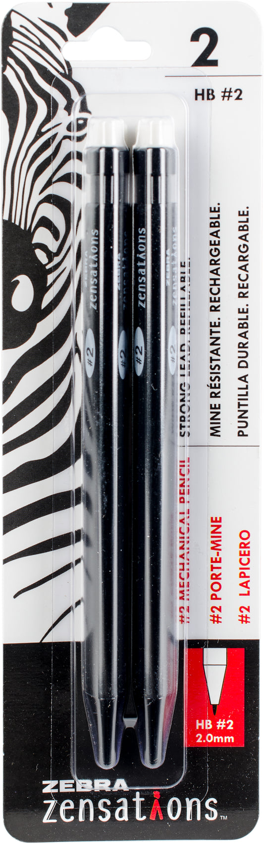 Zebra Zensations Mechanical #2 Pencils 2/Pkg-2.0mm