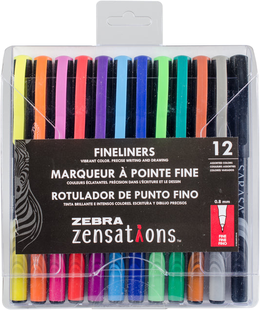 Zebra Zensations Fineliner Pens 12/Pkg 0.8mm-Assorted