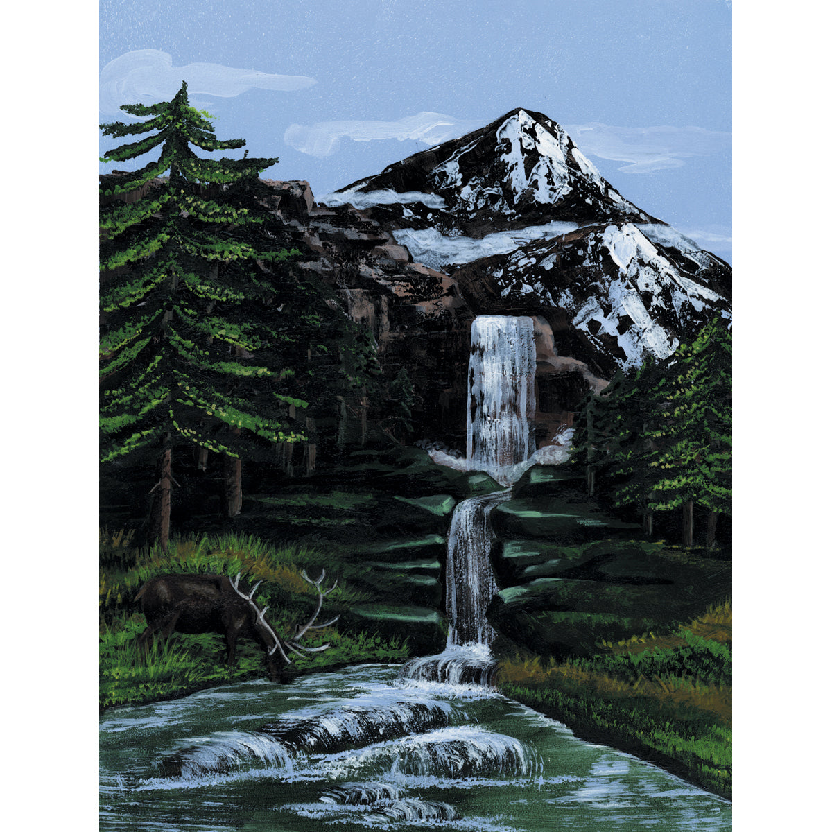 Paint By Number Kit Artist Canvas Series 9"X12"-Mountain Waterfall