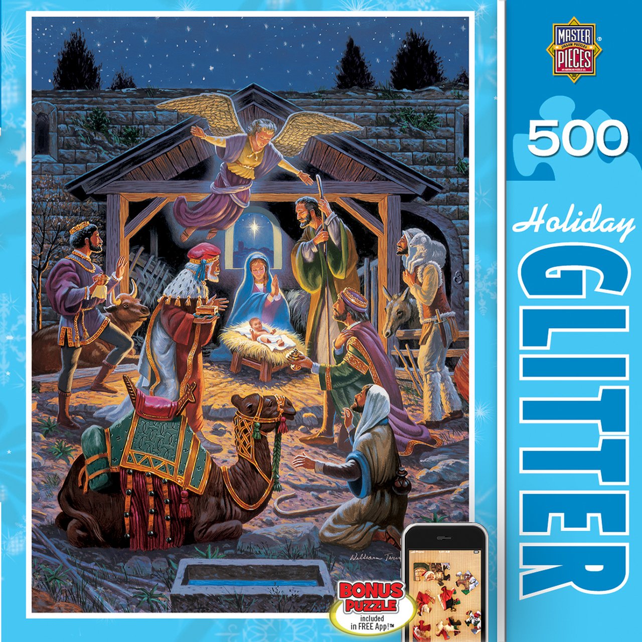 HOLIDAY GLITTER HOLY NIGHT - NATIVITY SCENE 500 PIECE JIGSAW PUZZLE