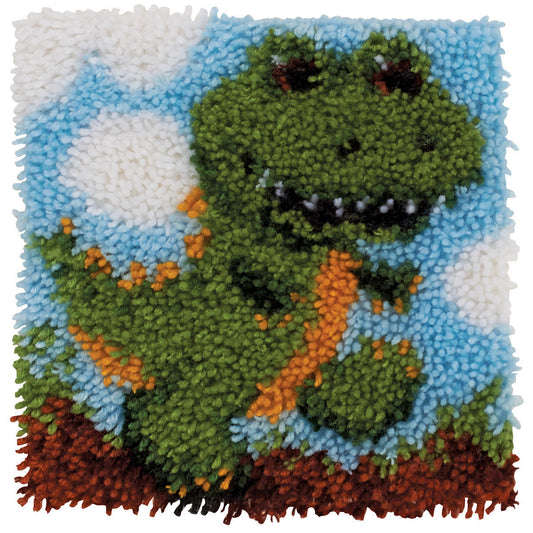 Caron Wonderart Latch Hook Kit 12"X12"-Dinosaur