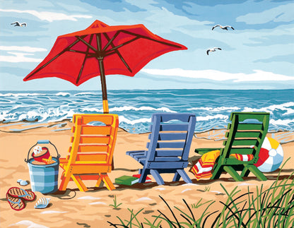 Paint Works Paint By Number Kit 14"X11"-Beach Chair Trio
