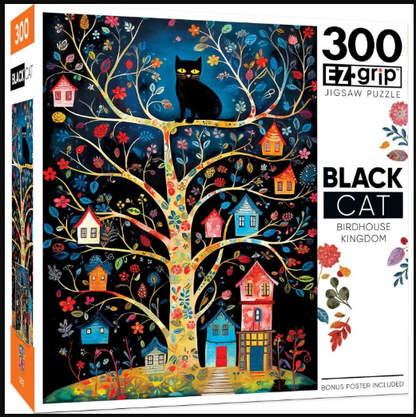 Black Cats - Birdhouse Kingdom 300 Piece EZ Grip Jigsaw Puzzle