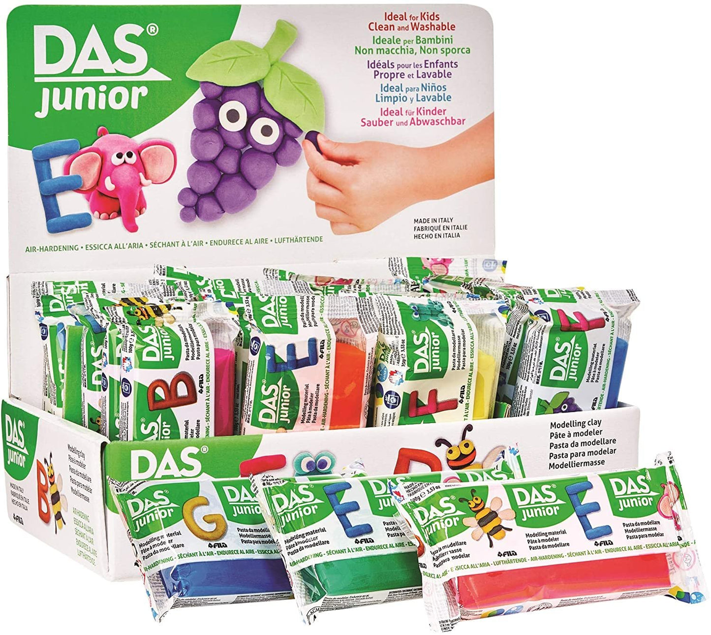 DAS Jr. Air-Hardening Modeling Clay Material 100 Gram Blocks Assorted Colors