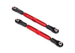Camber links front (TUBES red-anodized 7075-T6 aluminum stronger than titanium) (83mm) (2)/ rod ends rear (4)/ rod ends front (4)/ aluminum wrench (1)
