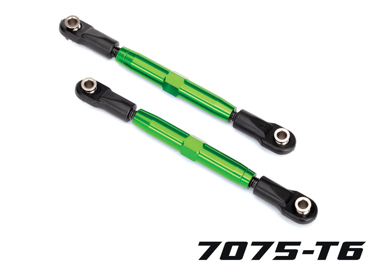 Camber links rear (TUBES green-anodized 7075-T6 aluminum stronger than titanium) (73mm) (2)/ rod ends rear (4)/ rod ends front (4)/ aluminum wrench (1)