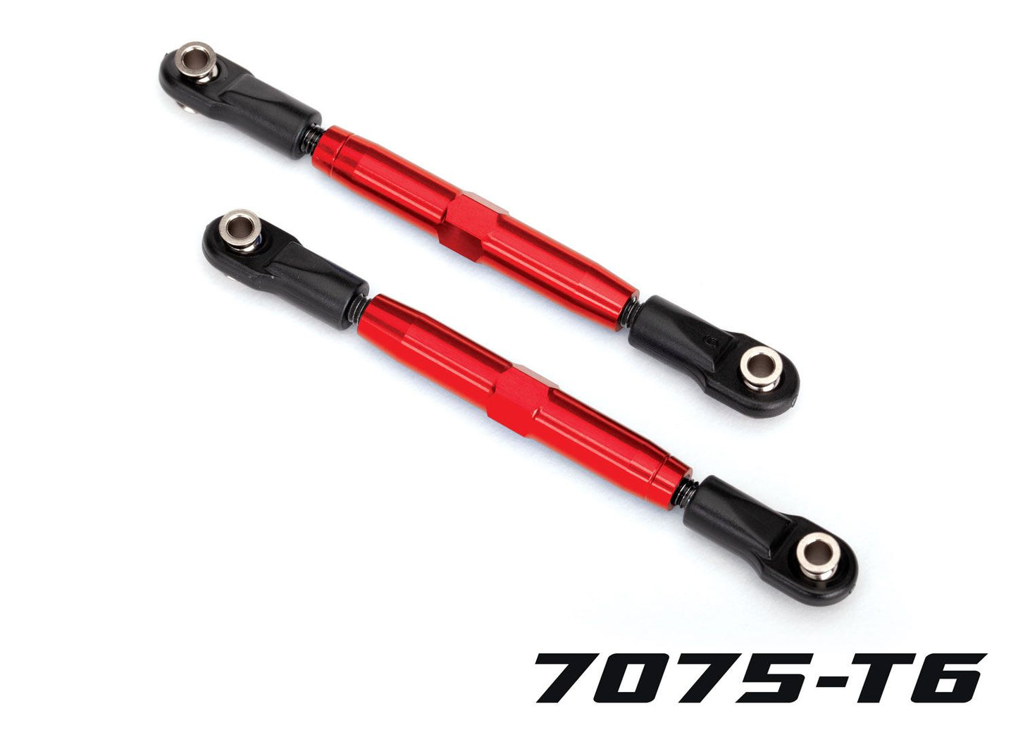 Camber links rear (TUBES red-anodized 7075-T6 aluminum stronger than titanium) (73mm) (2)/ rod ends rear (4)/ rod ends front (4)/ aluminum wrench (1)