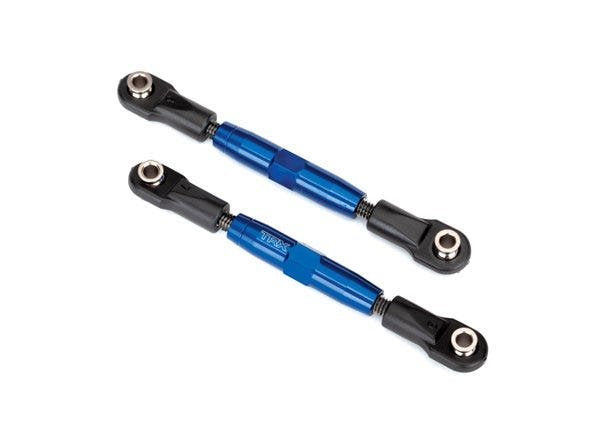 Camber links rear (TUBES blue-anodized 7075-T6 aluminum stronger than titanium) (73mm) (2)/ rod ends rear (4)/ rod ends front (4)/ aluminum wrench (1)