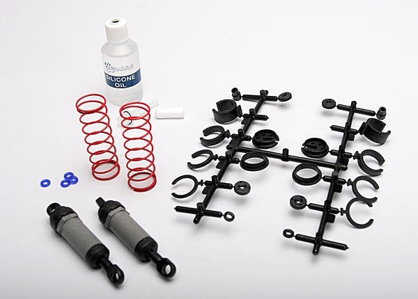 Ultra Racing Spring Damper Ultra Shocks (grey) (long) (complete w/ spring pre-load spacers & spri ...