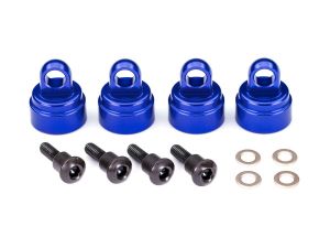 Shock caps aluminum (blue-anodized) (4) (fits all Ultra Shocks)