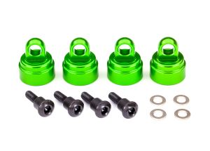 Shock caps aluminum (green-anodized) (4) (fits all Ultra Shocks)