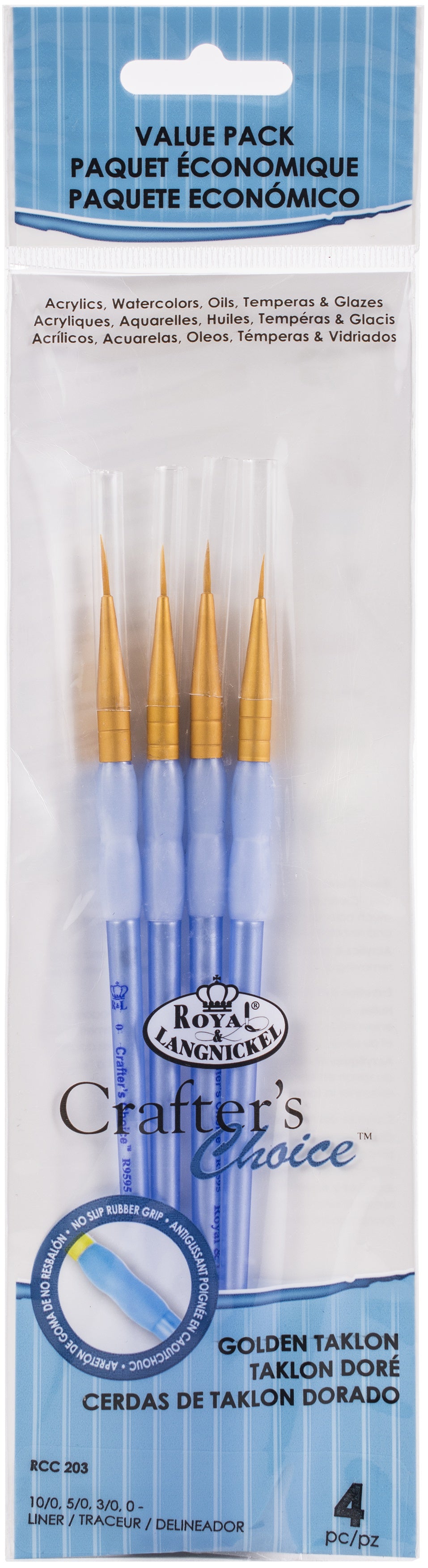 Crafter's Choice Gold Taklon Detail Brush Set 4/Pkg-