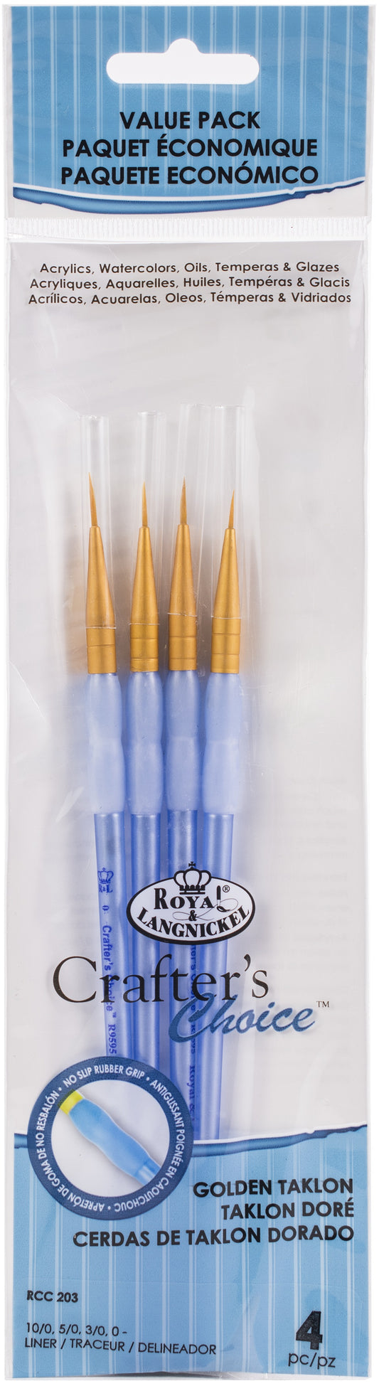 Crafter's Choice Gold Taklon Detail Brush Set 4/Pkg-