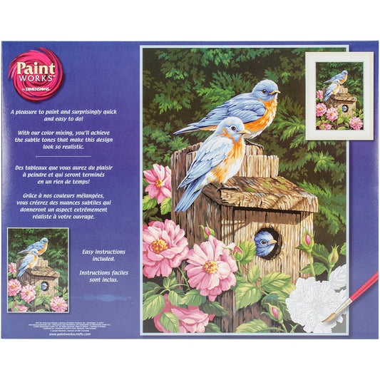 Paint Works Paint By Number Kit 14"X20"-Garden Bluebirds