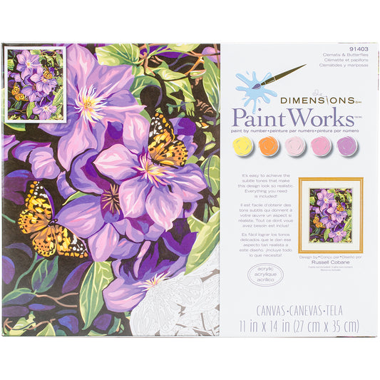 Paint Works Paint By Number Kit 11"X14"-Clematis & Butterflies