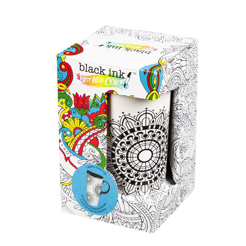 Just Add Color Ceramic Travel Cup 17 oz. Burst of Color