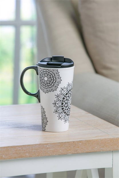 Just Add Color Ceramic Travel Cup 17 oz. Burst of Color
