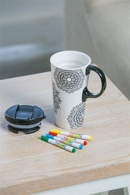 Just Add Color Ceramic Travel Cup 17 oz. Burst of Color