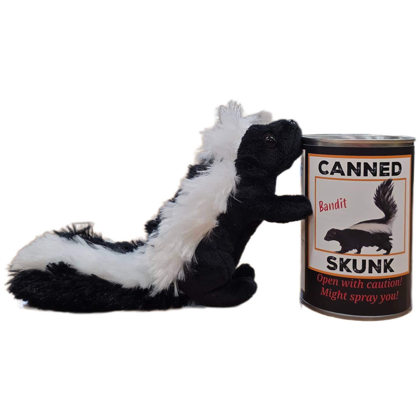 Canned Skunk | Stuffed Animal Plush w/Funny Jokes on Can: Pop Top Lid