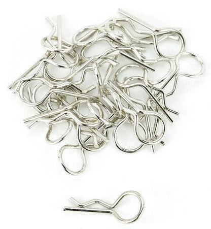 APEX RC PRODUCTS SILVER 1/10 LARGE BENT RC ANODIZED BODY CLIPS - 25PCS #4031SL