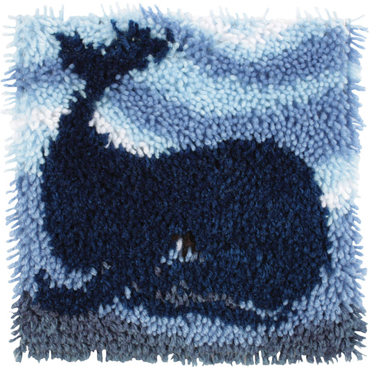 Caron Wonderart Latch Hook Kit 12"X12"-Big Blue Whale