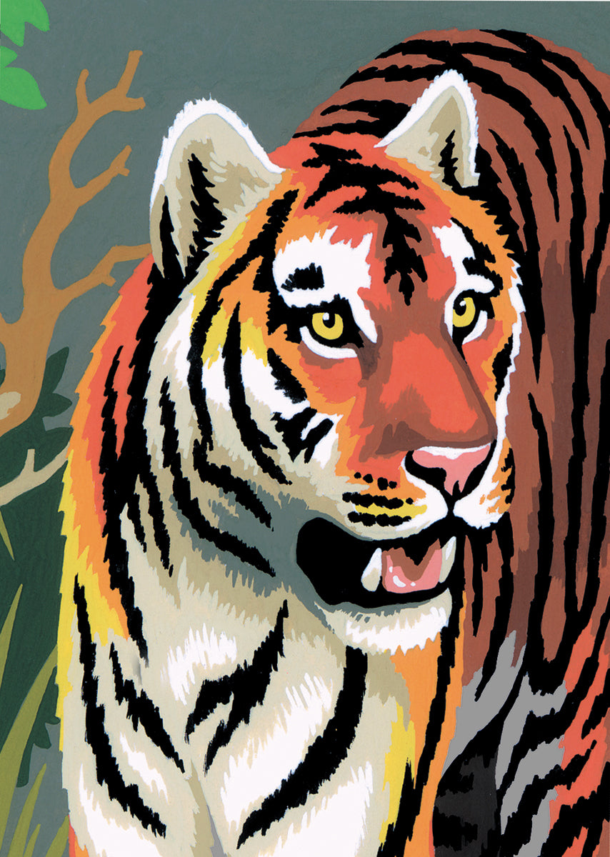Mini Paint By Number Kit 5"X7"-Tigers - Junior