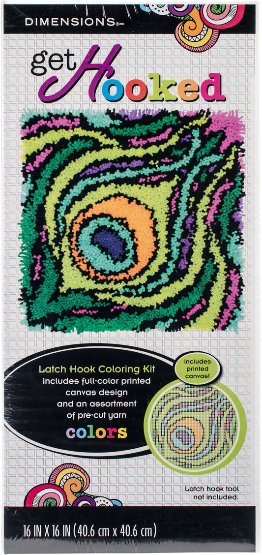 Dimensions Colorful Latch Hook Kit 16"X16"-Feather