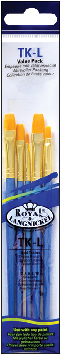 Royal & Langnickel(R) Gold Taklon Value Pack Brush Set-5/Pkg