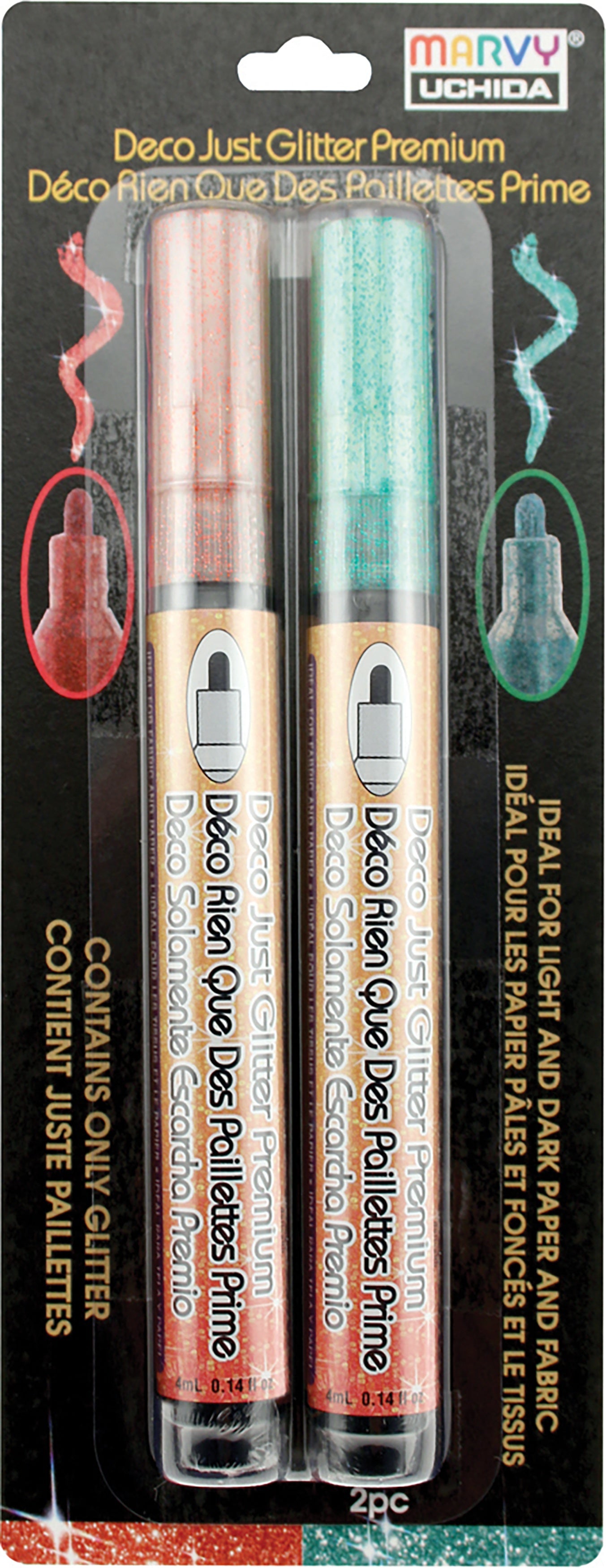 DecoColor Just Glitter Premium Marker Set 2/Pkg-Red & Green