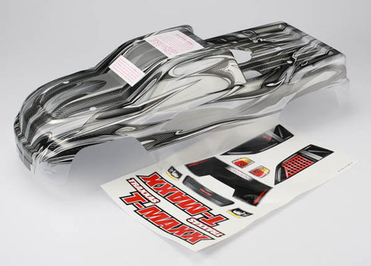 Body T-Maxx ProGraphix (long wheelbase) (replacement for painted body. Graphics are painted requires paint and final color application)/ window grille lights decal sheet