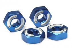 Discontinued - Wheel hubs hex  6061-T6 aluminum (blue) (4)/ axle pins (2.5x10mm) (4)