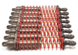 Big Bore shocks (xx-long) (hard-anodized & PTFE-coated T6 aluminum) (assembled) w/ red springs TiN shafts (8 pack)
