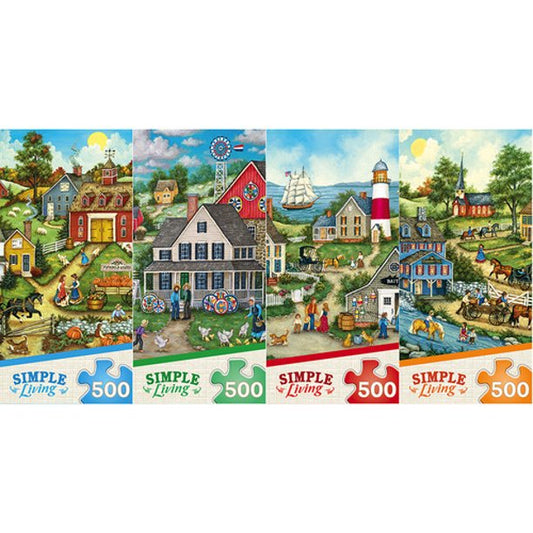 Simple Living - 4 Puzzle Assortment 500pc Puzzles