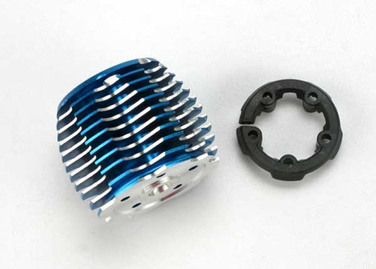 Cooling head PowerTune (machined aluminum blue-anodized) (TRX 2.5 and 2.5R)/ head protector (plastic)