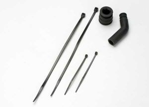Pipe coupler molded (black)/ exhaust deflecter (rubber black)/ cable ties long (2)/ cable ties short (2)