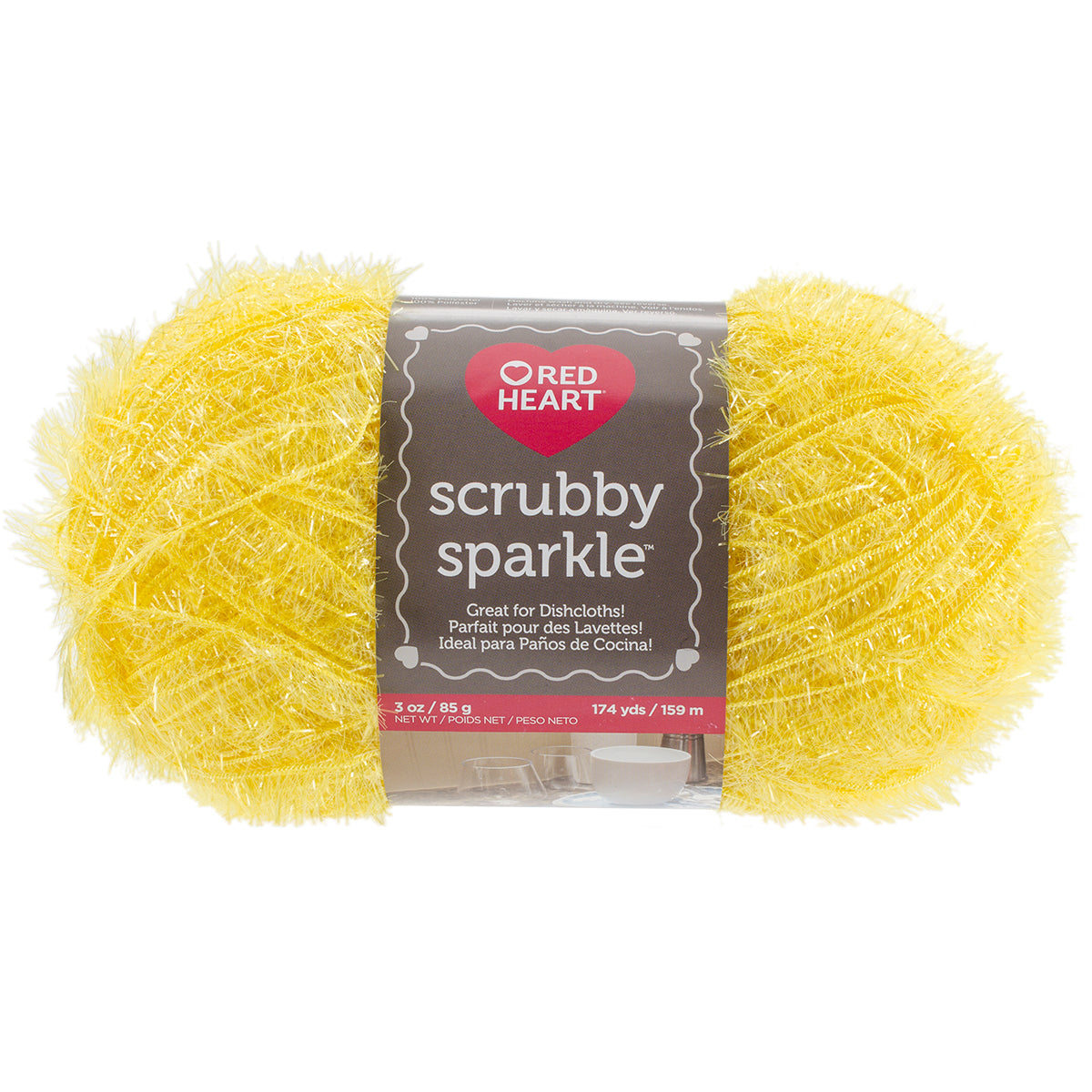 Red Heart Scrubby Sparkle Yarn-Lemon