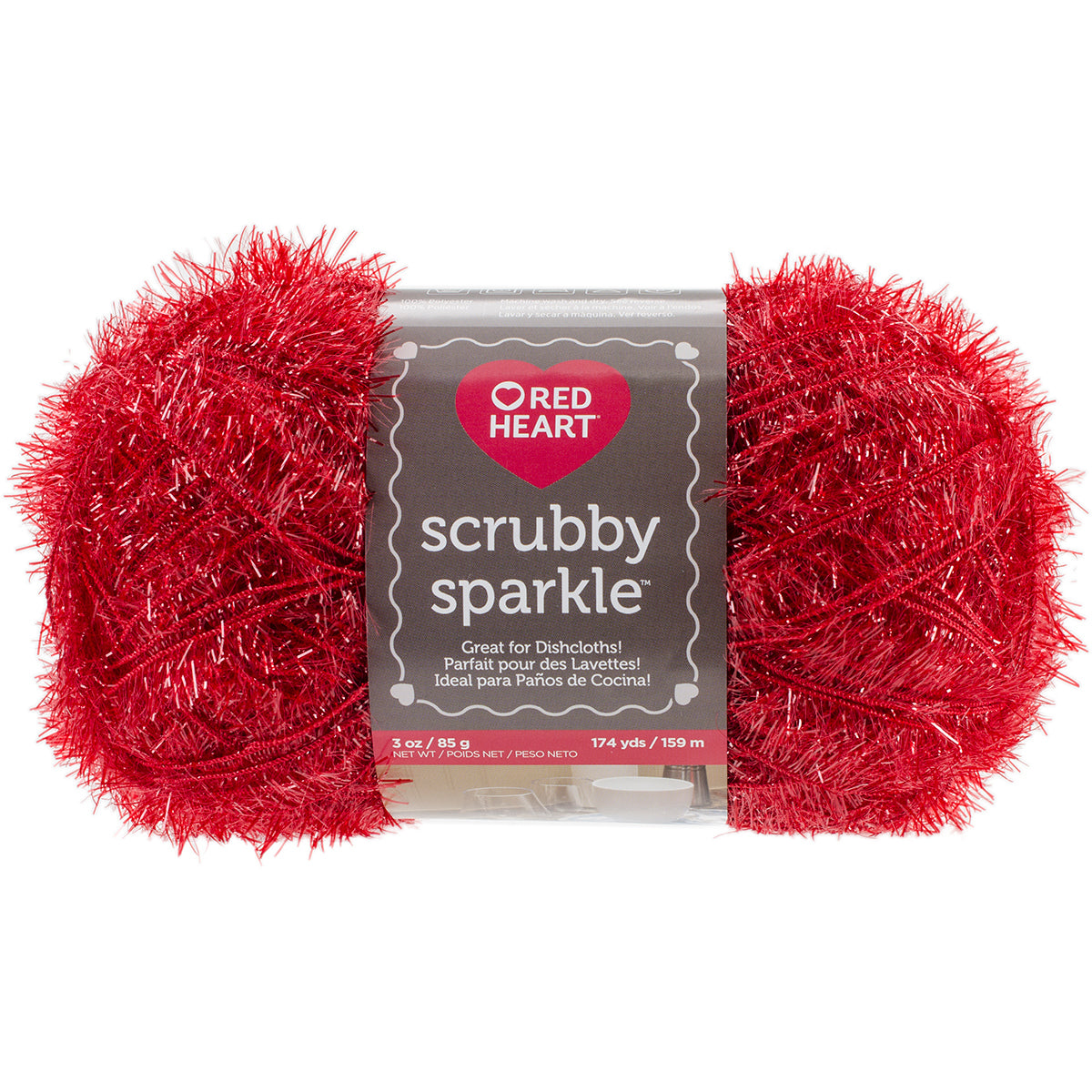 Red Heart Scrubby Sparkle Yarn-Lemon